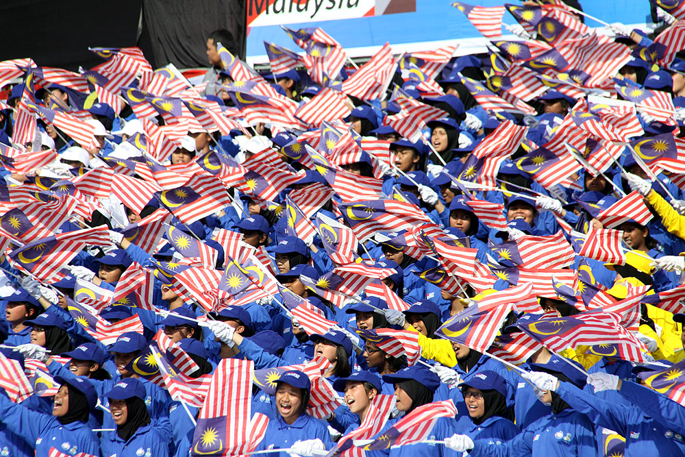 Children enjoying the celebrations in Kuala Lumpur's Merdeka Square for Malaysia's Independence Day.
